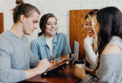 People discussing hiring and recruitment software.